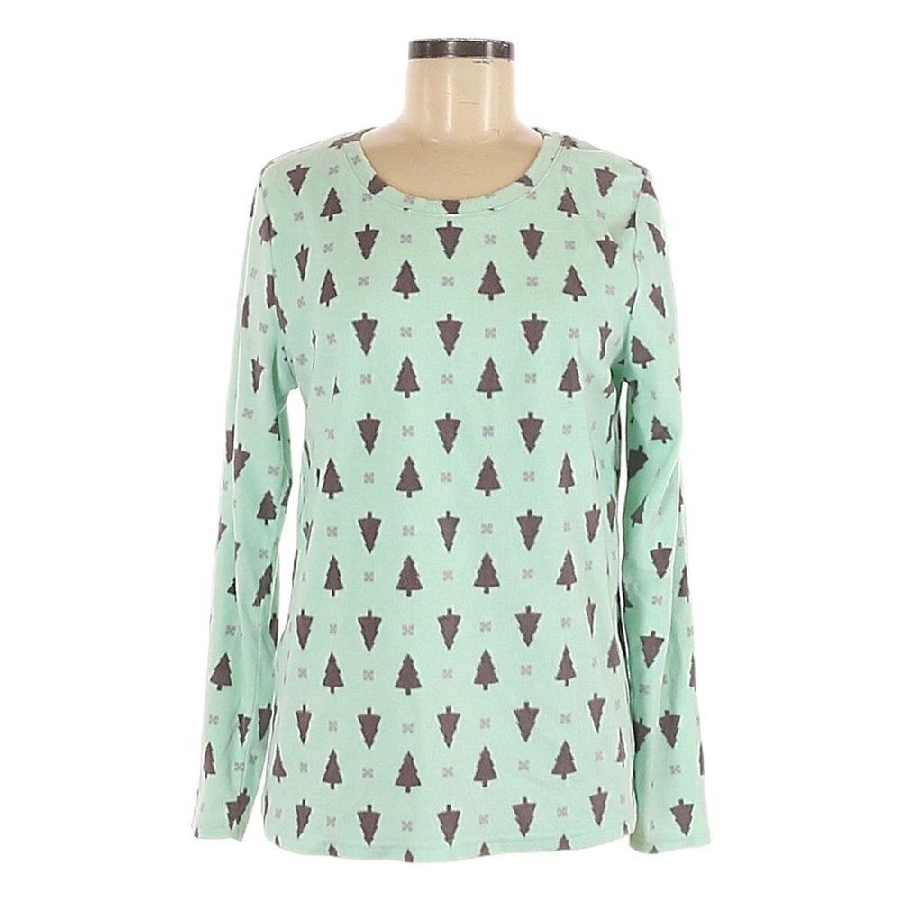 🌺 Sonoma Christmas Pine Tree Soft Fleece Mint Green Pullover Sweater Size M